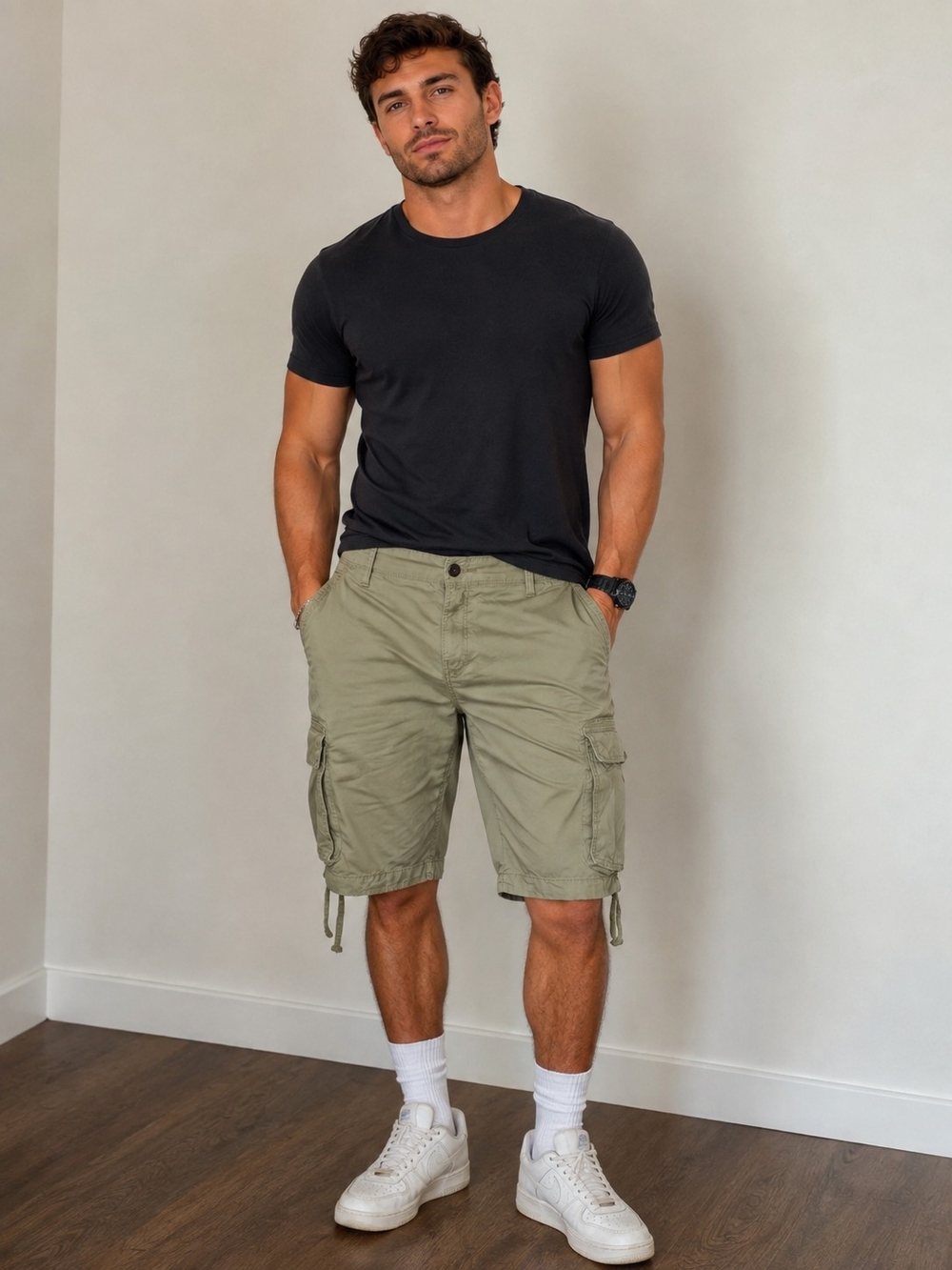 George Men's Khaki TAN Cargo Shorts with Utility Pockets